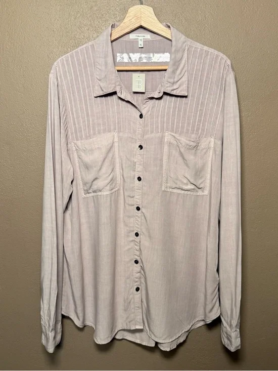 Maurice's Utility Relaxed Button Down Shirt Dusty Pink Women's Size XL Feminine - Picture 5 of 13